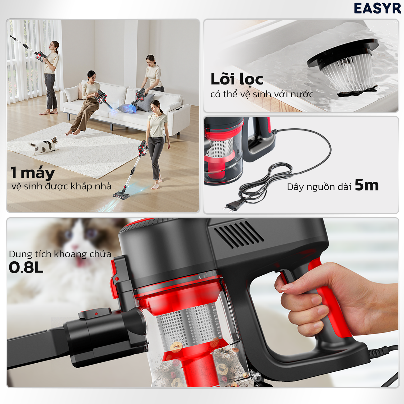 Máy Hút Bụi UC15 Lau Nhà Có Dây Easyr