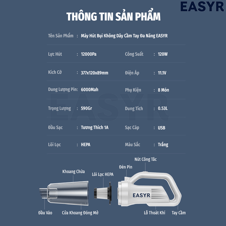 Adapter 4IN1 Sạc Máy Hút Bụi Không Dây Đa Năng - EASYR