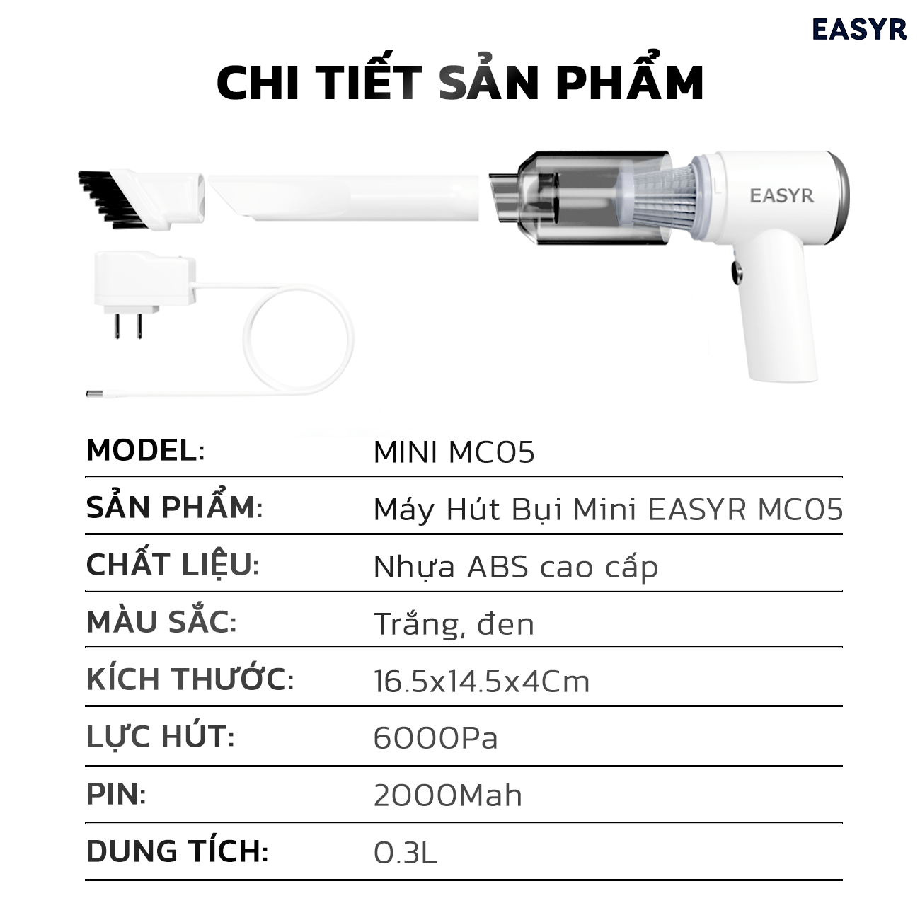 Adapter MC05 Sạc Máy Hút Bụi Không Dây Mini - EASYR
