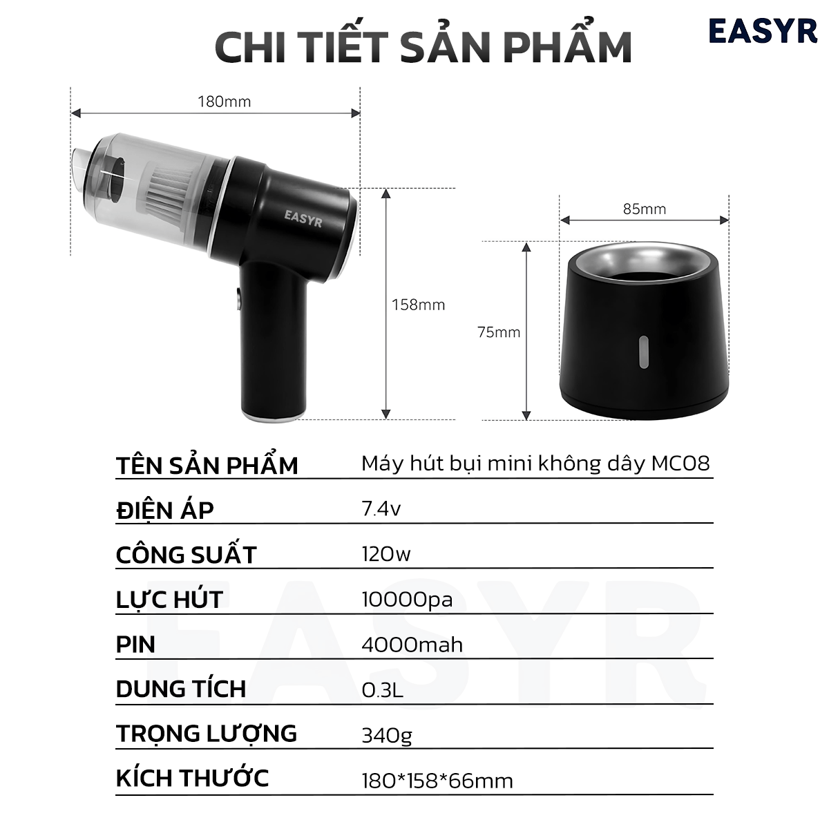 Lõi Lọc HEPA MC08 Máy Hút Thổi Bụi Không Dây Mini - EASYR