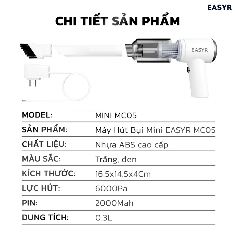 Máy Hút Bụi MC05 Không Dây Mini - EASYR