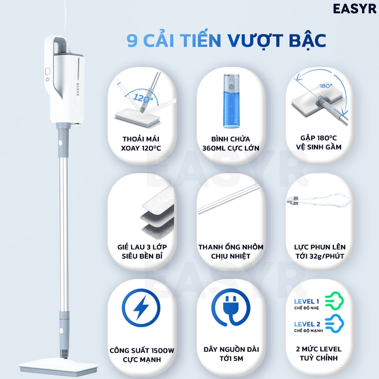 Máy Lau Nhà SM01 Hơi Nước Nóng - EASYR