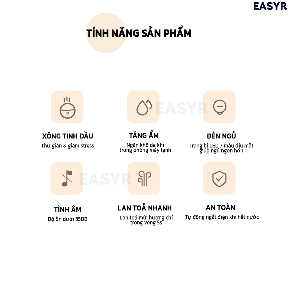 Máy Xông Tinh Dầu AD02 Siêu Âm Có Dây - EASYR