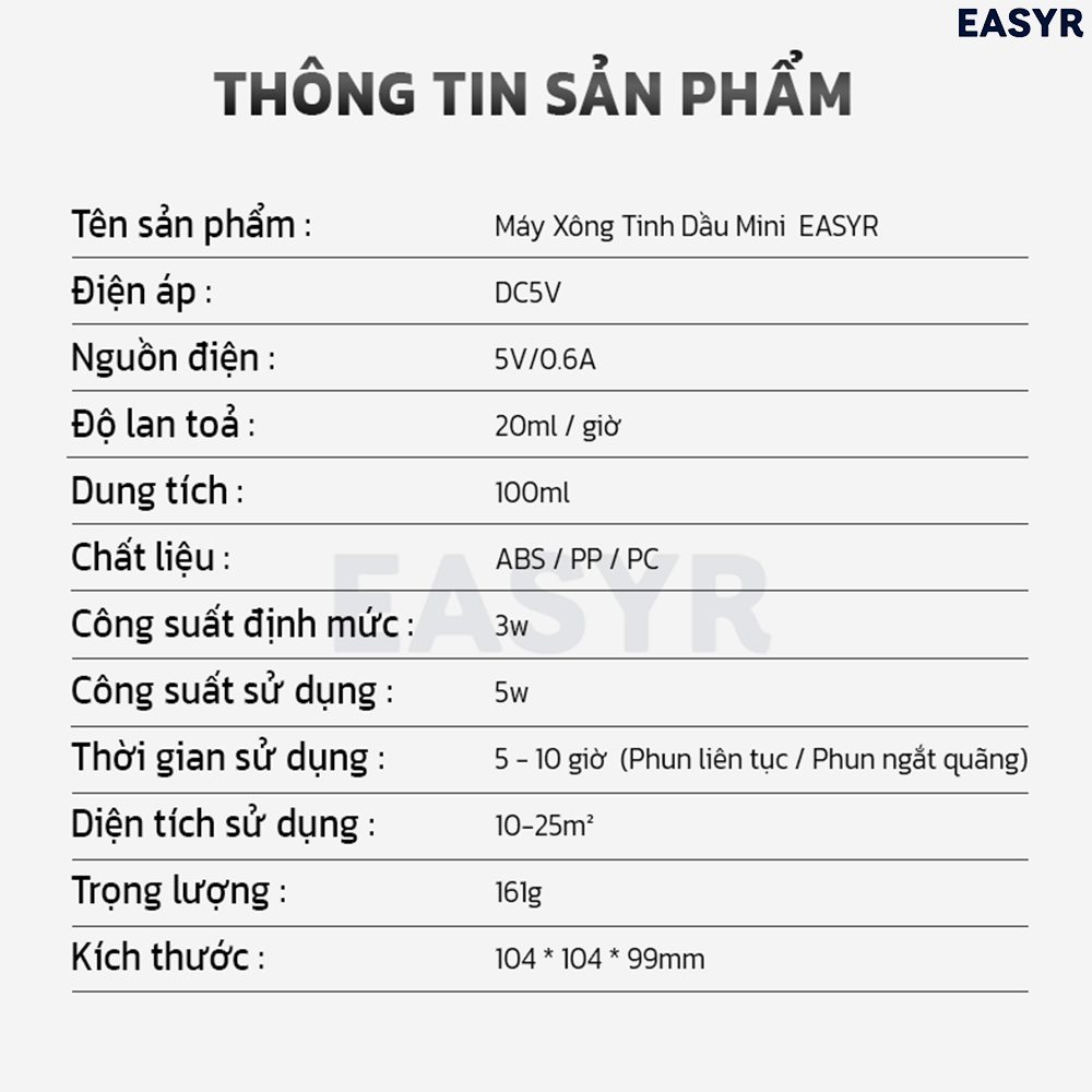 Máy Xông Tinh Dầu AD02 Siêu Âm Có Dây - EASYR