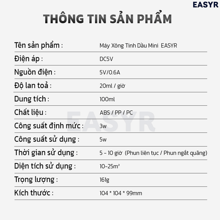 Máy Xông Tinh Dầu AD02 Siêu Âm Có Dây - EASYR