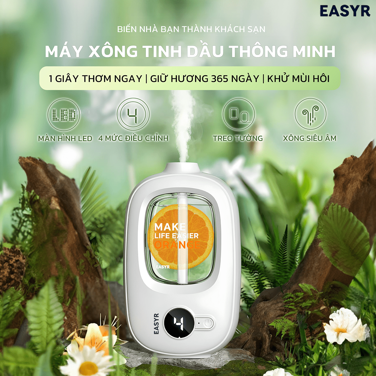 [Quà Tặng] Máy Xông Tinh Dầu WD02 Không Dây EASYR - EASYR